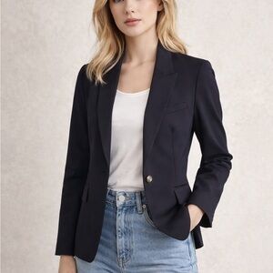 Zara Navy Single-Button Tailored Blazer